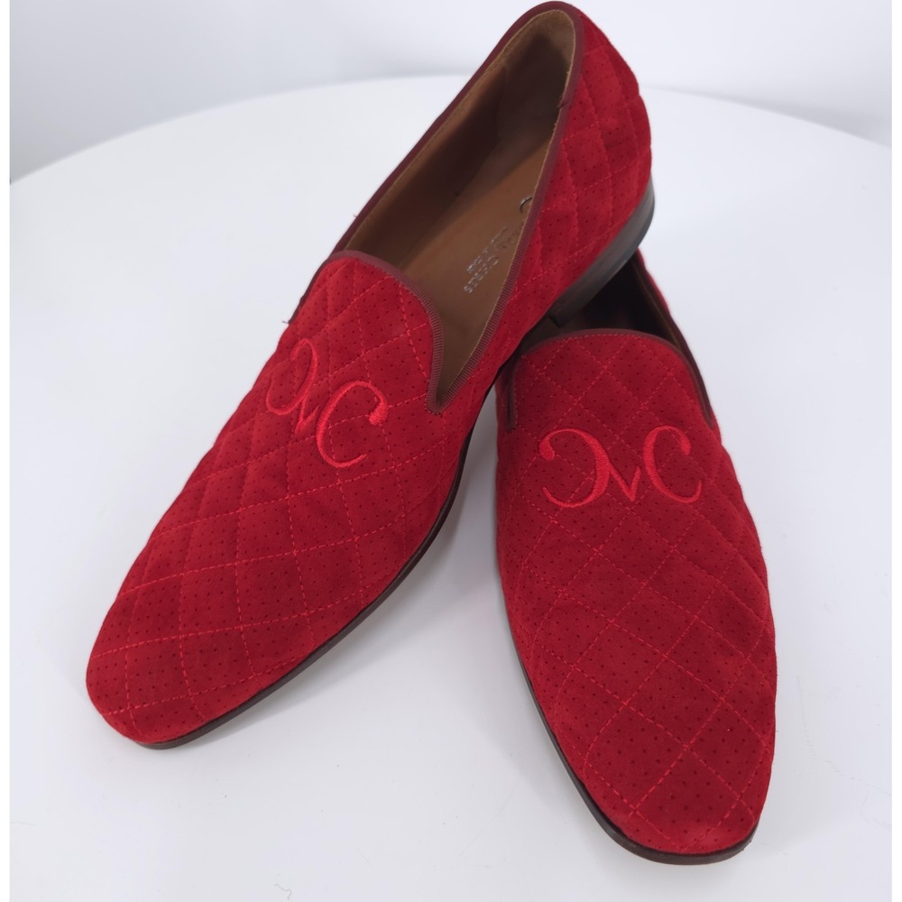 Mark‎ Chris Red Suede Quilted Loafers Mens US 11 EU 44 Made Italy Leather